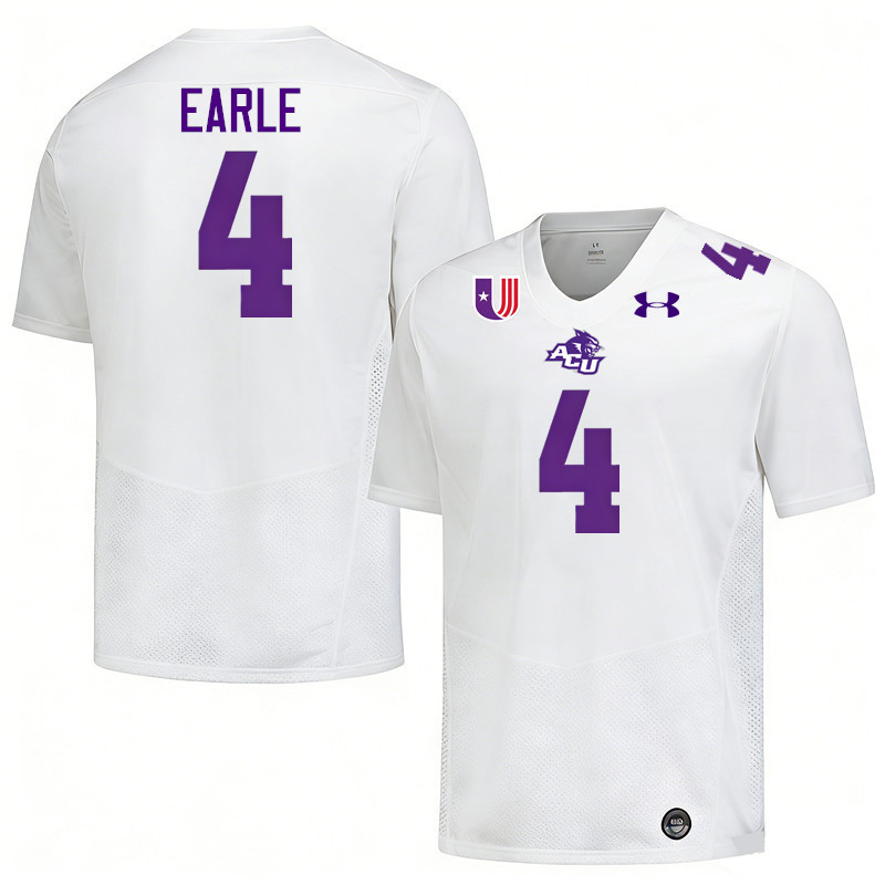 Abilene Christian Wildcats #4 Stone Earle College Football Jerseys,Uniforms Stitched-White Abilene Christian Wildcats #4 Stone Earle College Football Jerseys,Uniforms Stitched-White